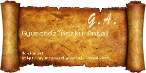 Gyurcsánszky Antal névjegykártya